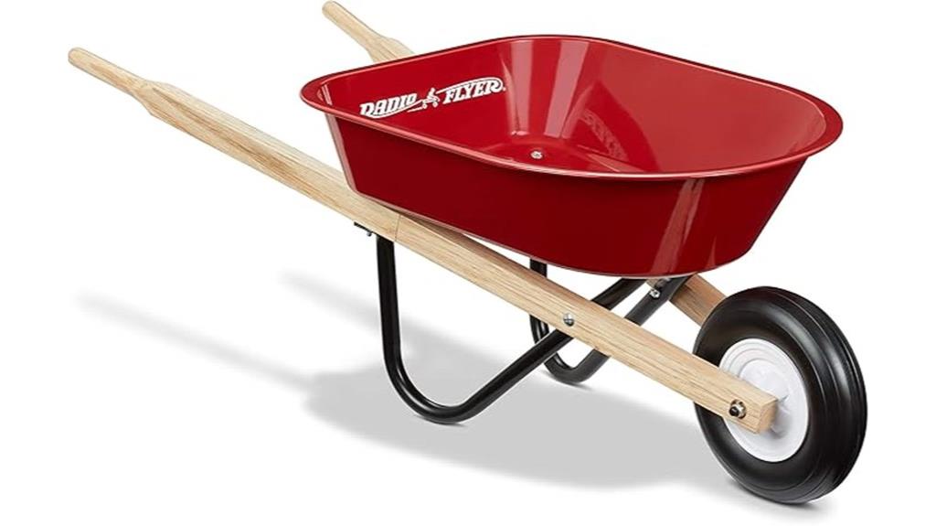 children s red toy wheelbarrow