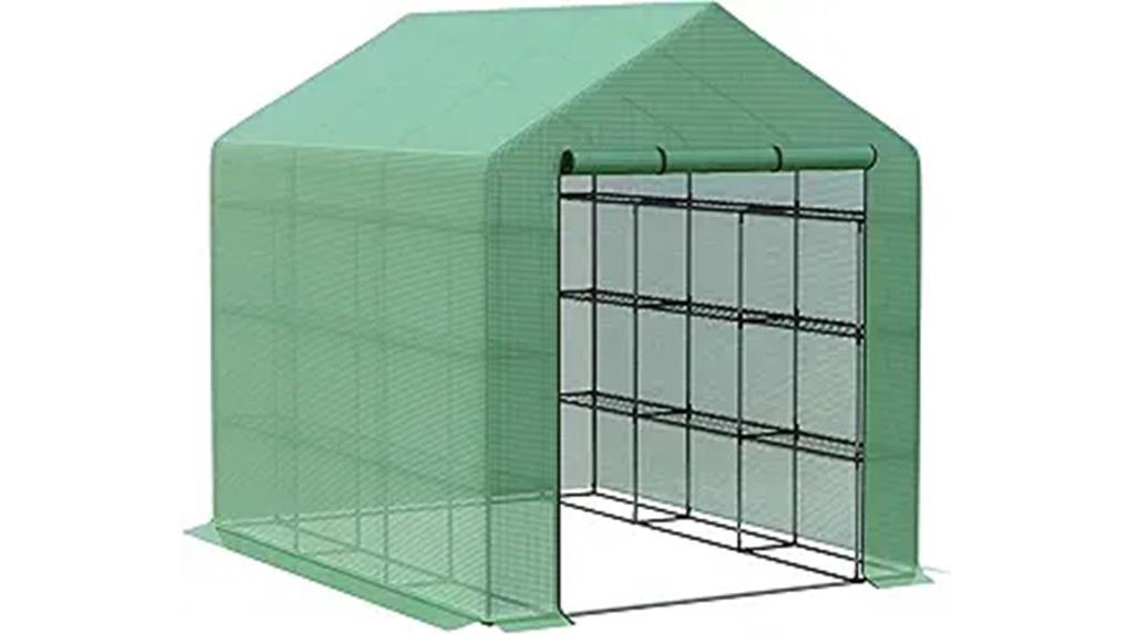 garden greenhouse with shelves