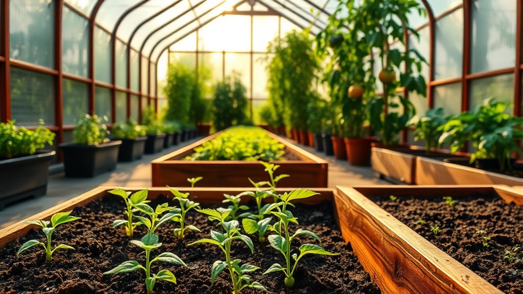 raised beds for greenhouse gardening