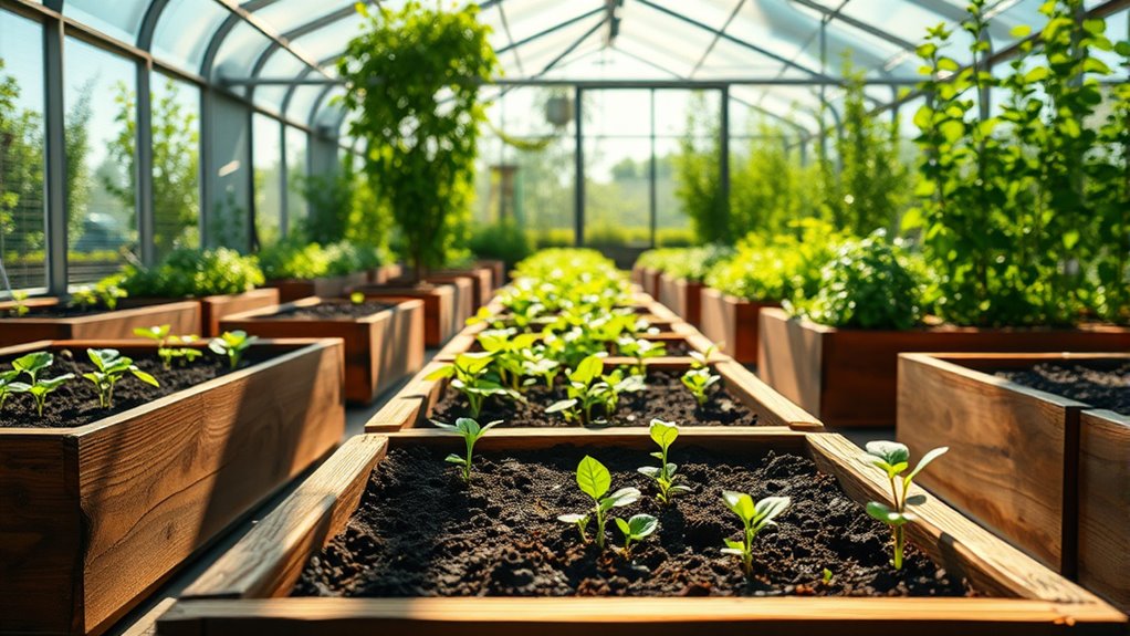 raised beds greenhouse integration