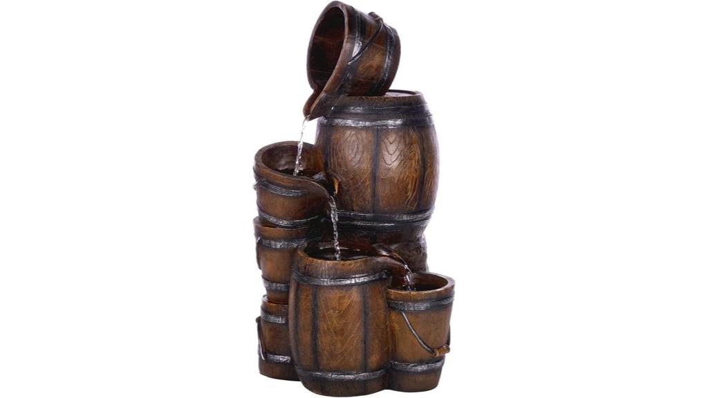 tiered barrels and buckets