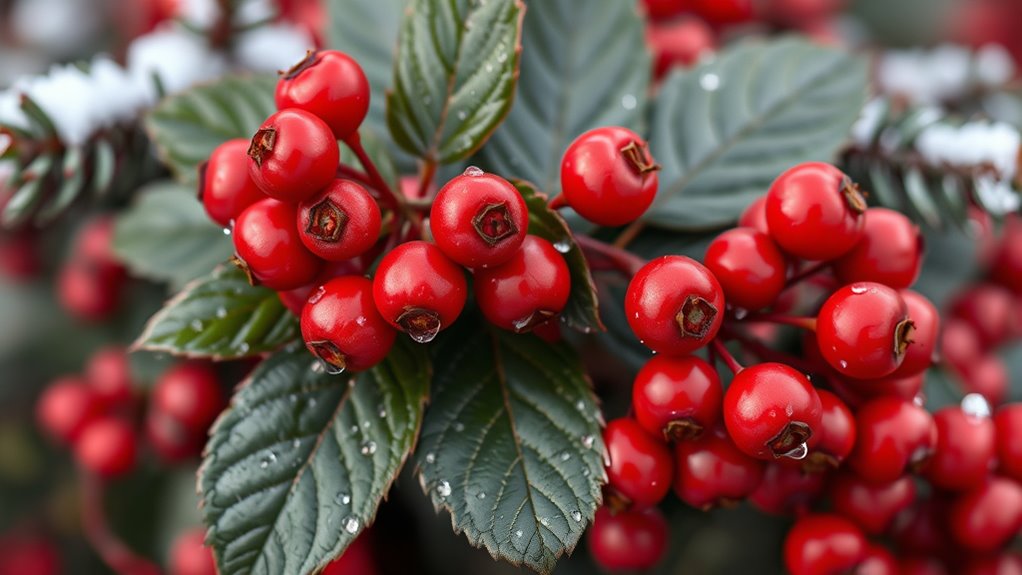 bright red berries thrive outdoors