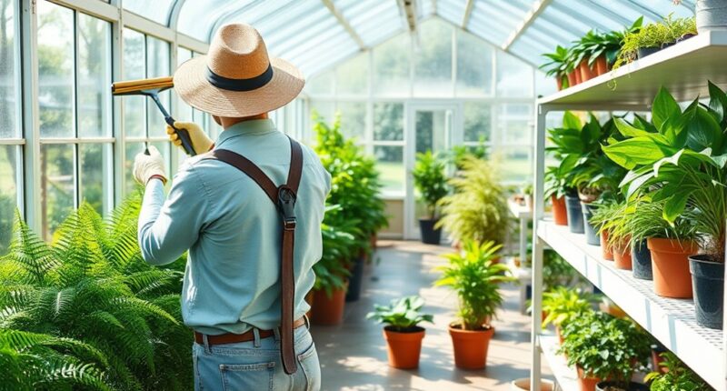 deep clean greenhouse thoroughly