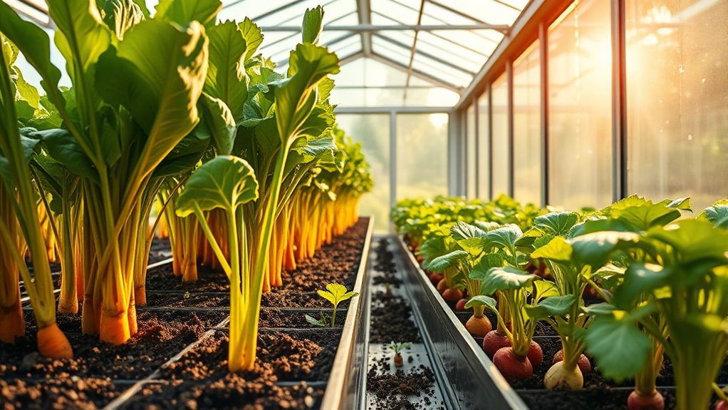 container grown greenhouse root vegetables