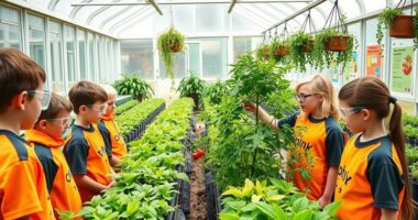 greenhouse educational outreach setup