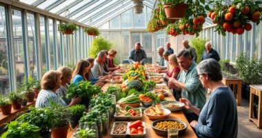 greenhouse harvest potluck celebration