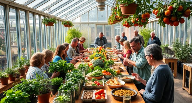 greenhouse harvest potluck celebration