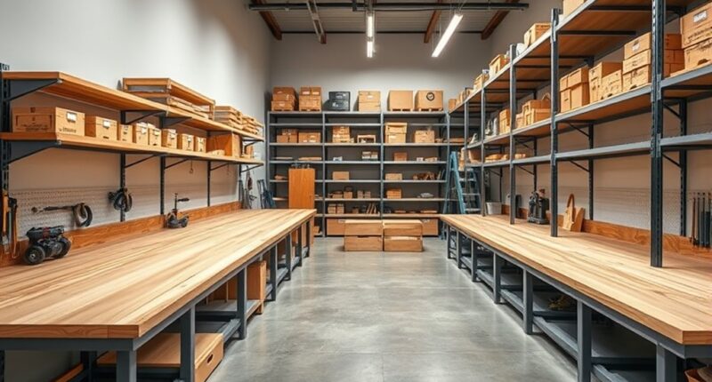 organize with benches shelving