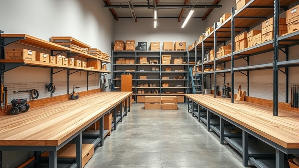 organize with benches shelving