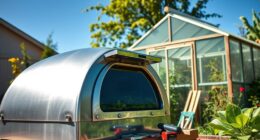 solar oven next to greenhouse
