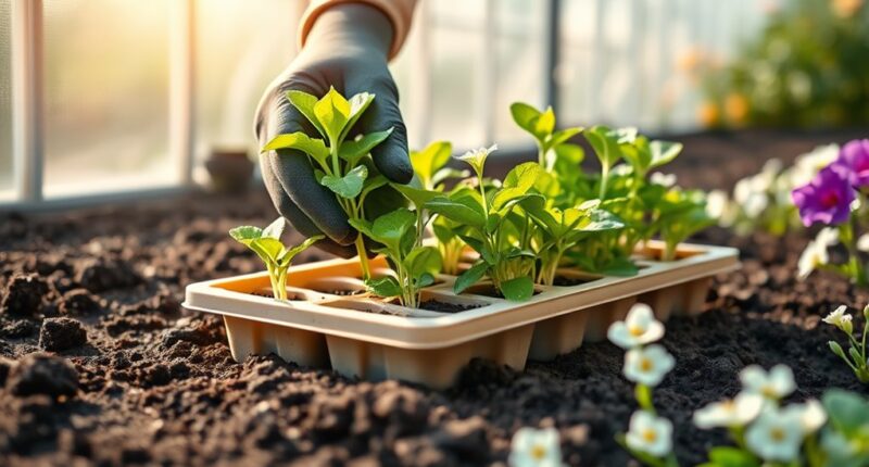 spring greenhouse seedling transplant