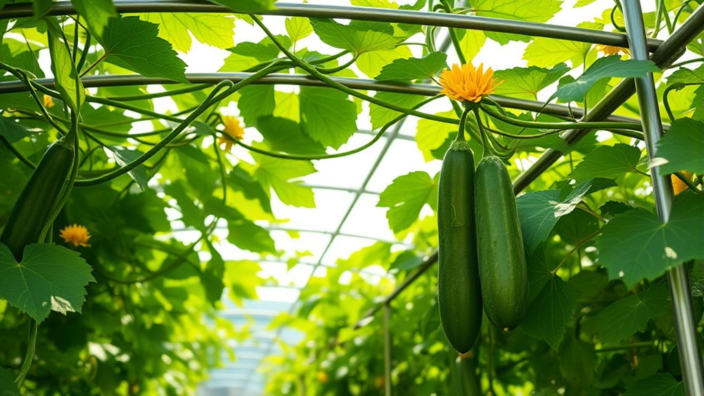 vertical cucumber trellis training