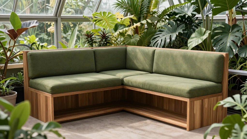 comfortable greenhouse seating area