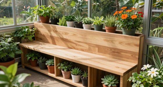 compact greenhouse storage bench