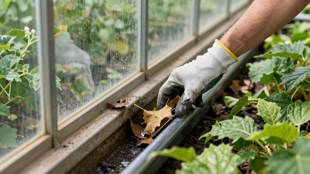 regular gutter maintenance protects greenhouse foundations