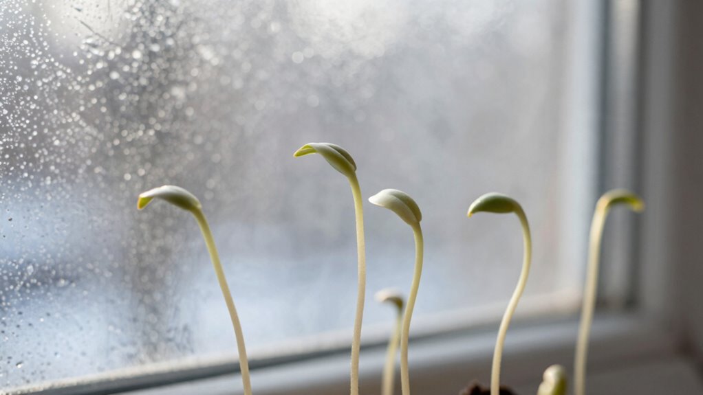 seedlings stretch toward light