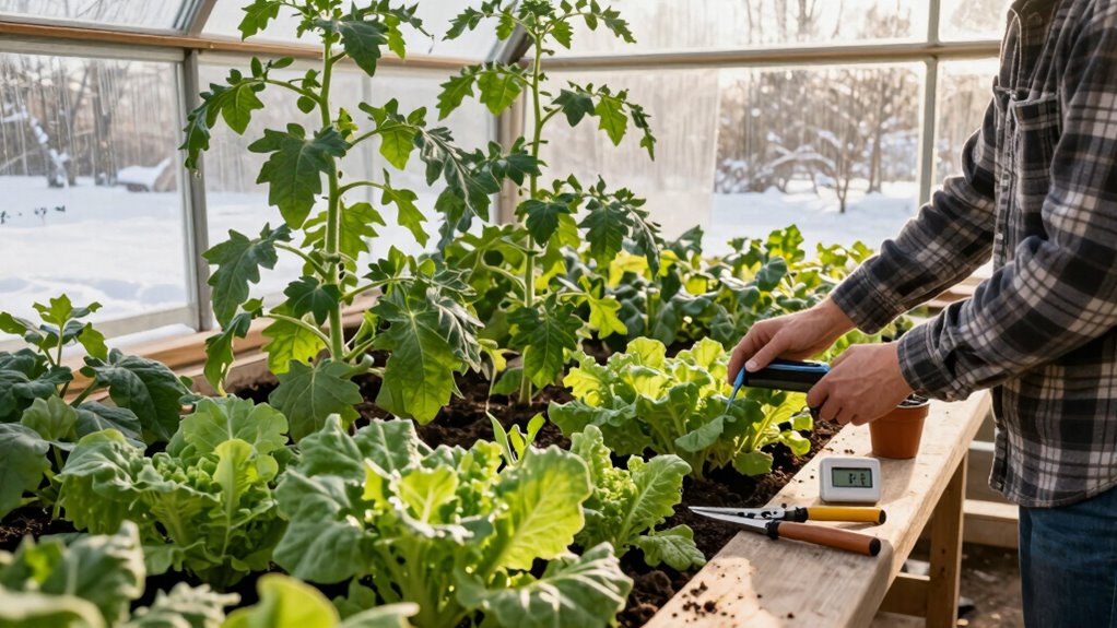 winter greenhouse maintenance routine