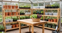 clean organized greenhouse workspace
