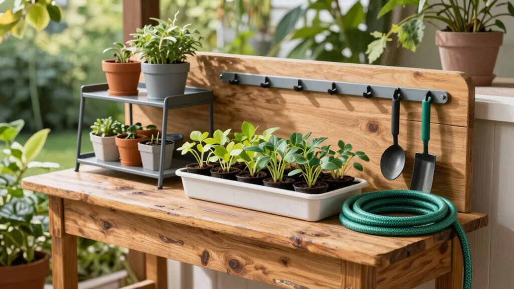 organized accessible gardening workspace
