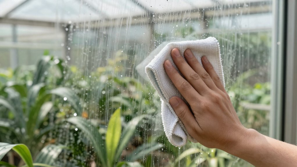 safe greenhouse panel cleaning
