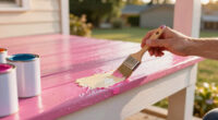 A Cream And Pink Paint Refresh Brightened Their Bland Front Porch