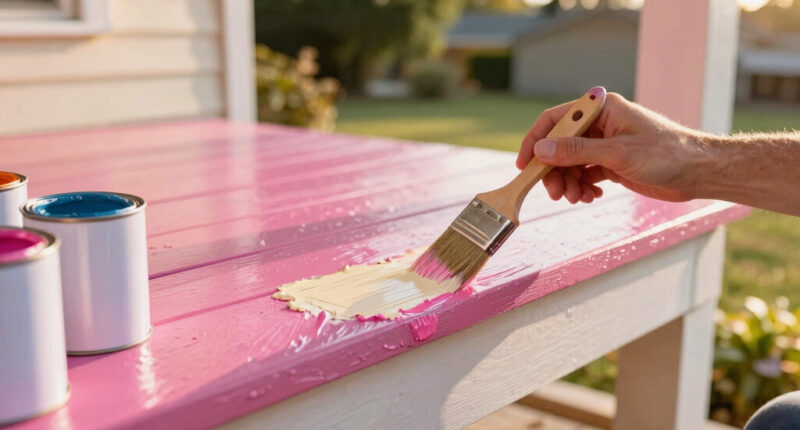 A Cream And Pink Paint Refresh Brightened Their Bland Front Porch
