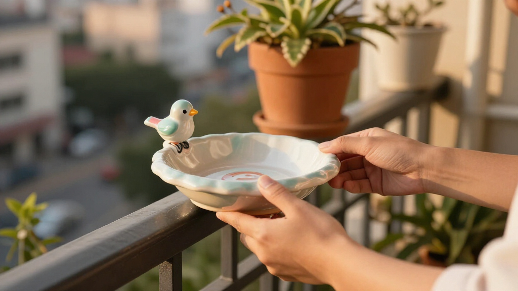Want A Bird Bath, But Only Have A Small Balcony? These Cute Clip-On Options Fit Over A Railing & Work With Any Budget
