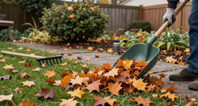 Raking Leaves Is My Least Favorite Fall Garden Job, But This Clever Scoop Clears A Whole Patio In Just A Few Swipes