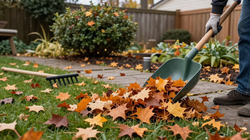 Raking Leaves Is My Least Favorite Fall Garden Job, But This Clever Scoop Clears A Whole Patio In Just A Few Swipes